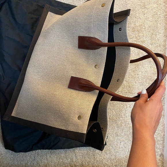 Saint Laurent Rive Gauche Linen Tote - Picture 2 of 5